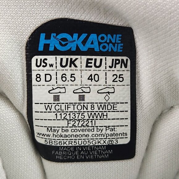 Hoka One One Clifton 8 Women's Sz 8 D Wide White Gym Run Train Athletic Sneakers - Picture 10 of 10